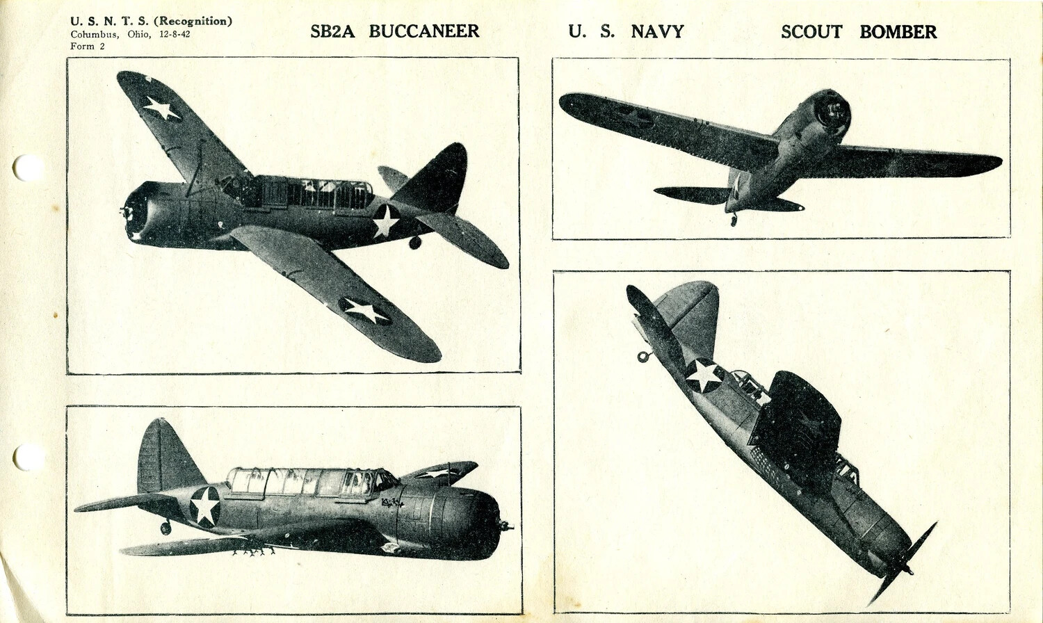 Aircraft Recognition Training Page: Brewster SB2A Buccaneer, U.S. Navy Scout Bomber, 1942