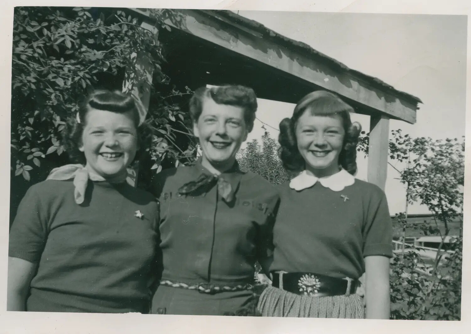 Portrait of Three Young Women, Home-Front Snapshot (Margaroli Family Collection, c. 1944-1950)