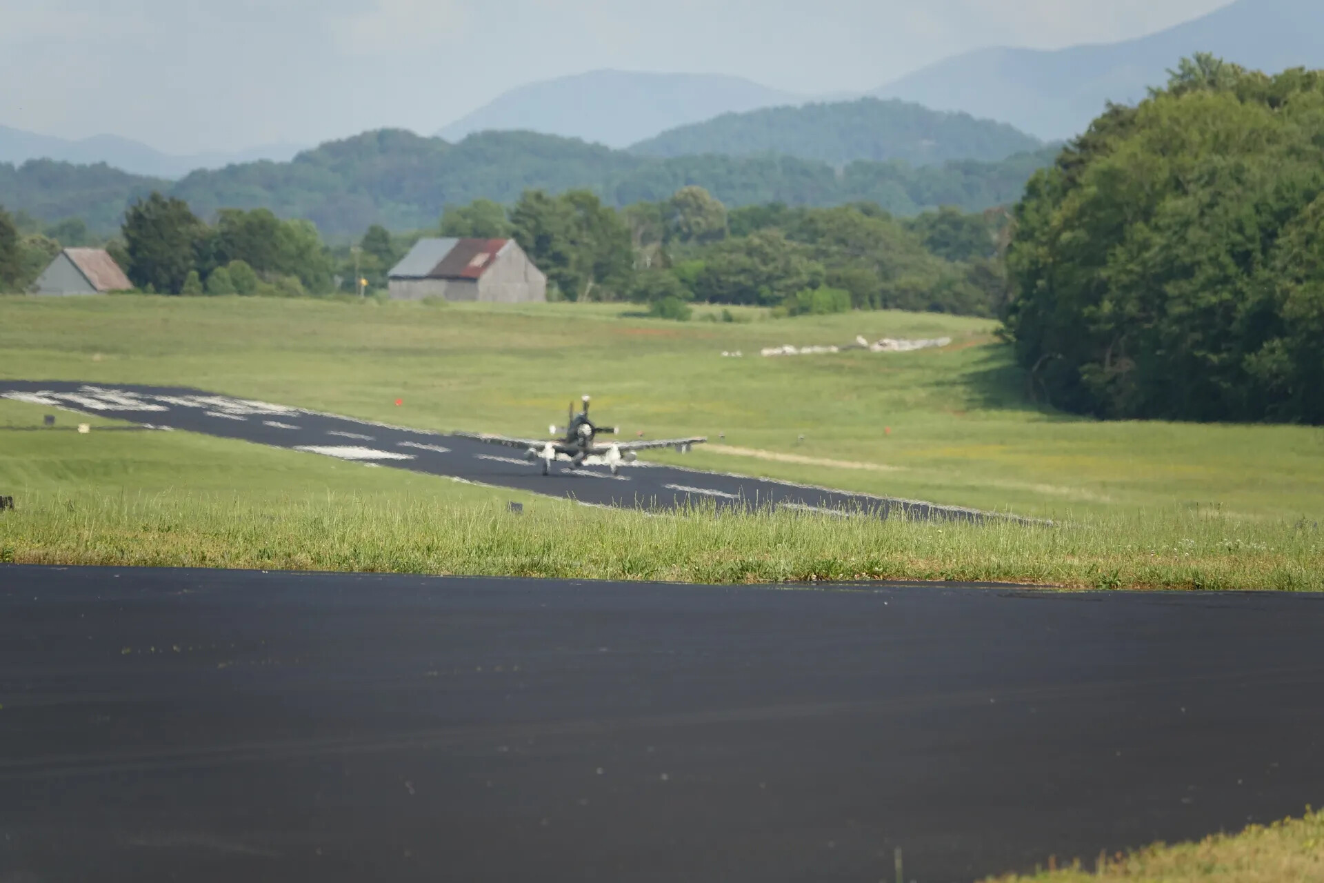 Camouflaged Warbird on Runway at Rural Airfield, May 2019 Event