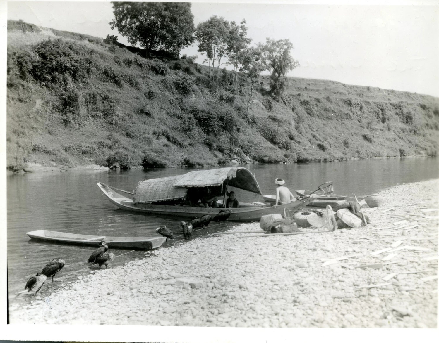 Cormorant Fishing Boat on River, Burma/CBI Theater Collection