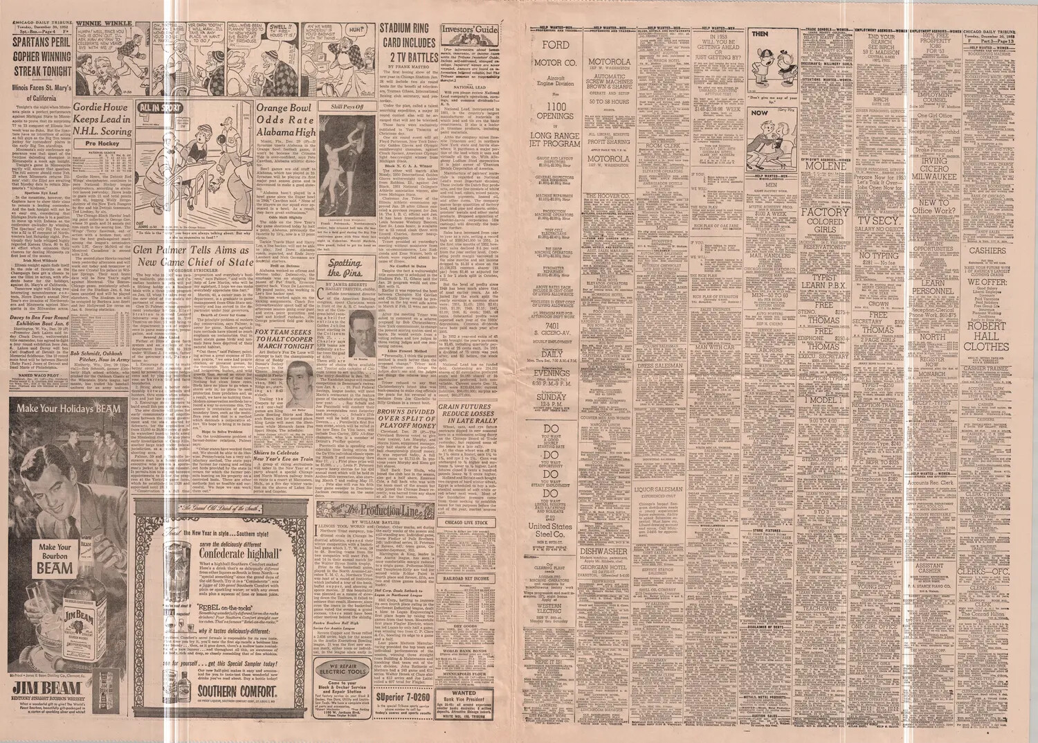 Chicago Daily Tribune, Tuesday, December 30, 1952 — Sports, Comics, and Classified Advertisements (Part 3, Page 13)