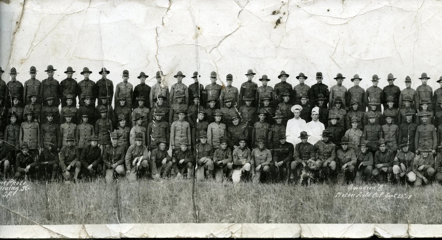Squadron Group Portrait with Studio Imprint, Mather Field, California, September 25, 1918