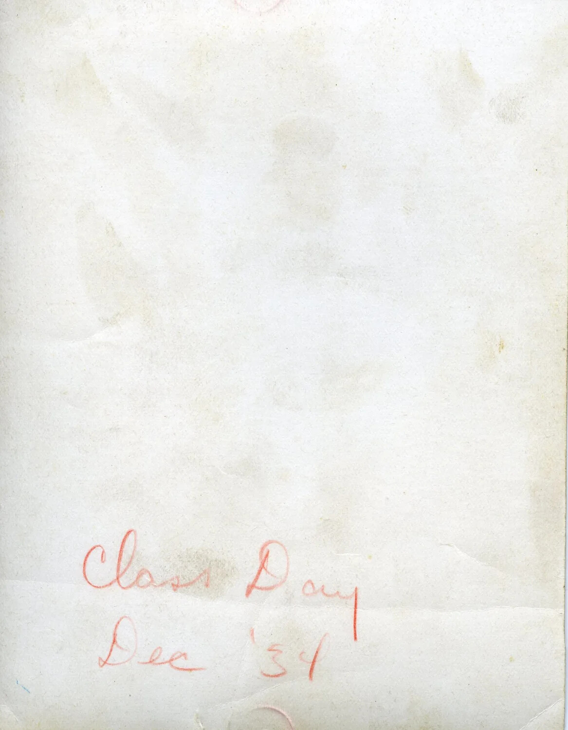 Faded Photograph with 'Class Day Dec '34' Annotation — Kotec Collection