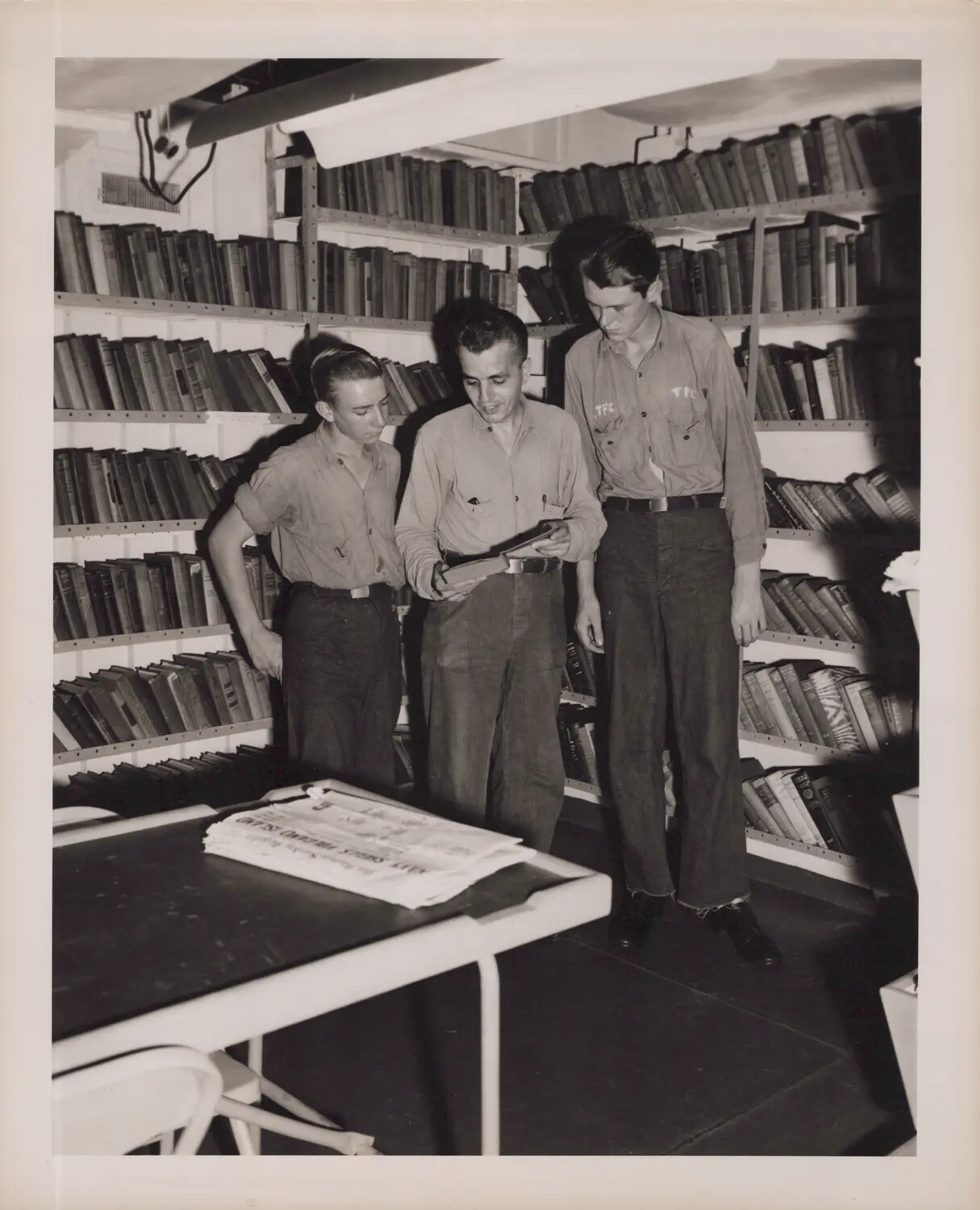 Sailors Browsing Books in the Ship's Library, WWII
