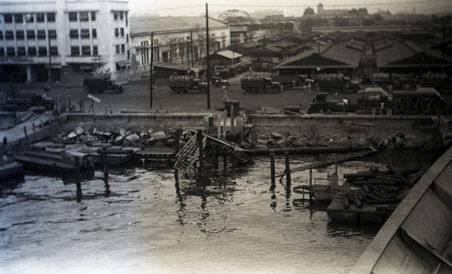 War-Damaged Harbor and Waterfront, Luzon Campaign, Philippines, WWII