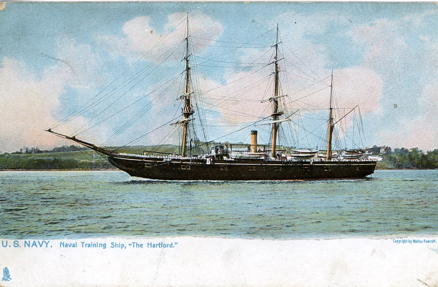 U.S. Navy Postcard: Naval Training Ship "The Hartford" (USS Hartford)