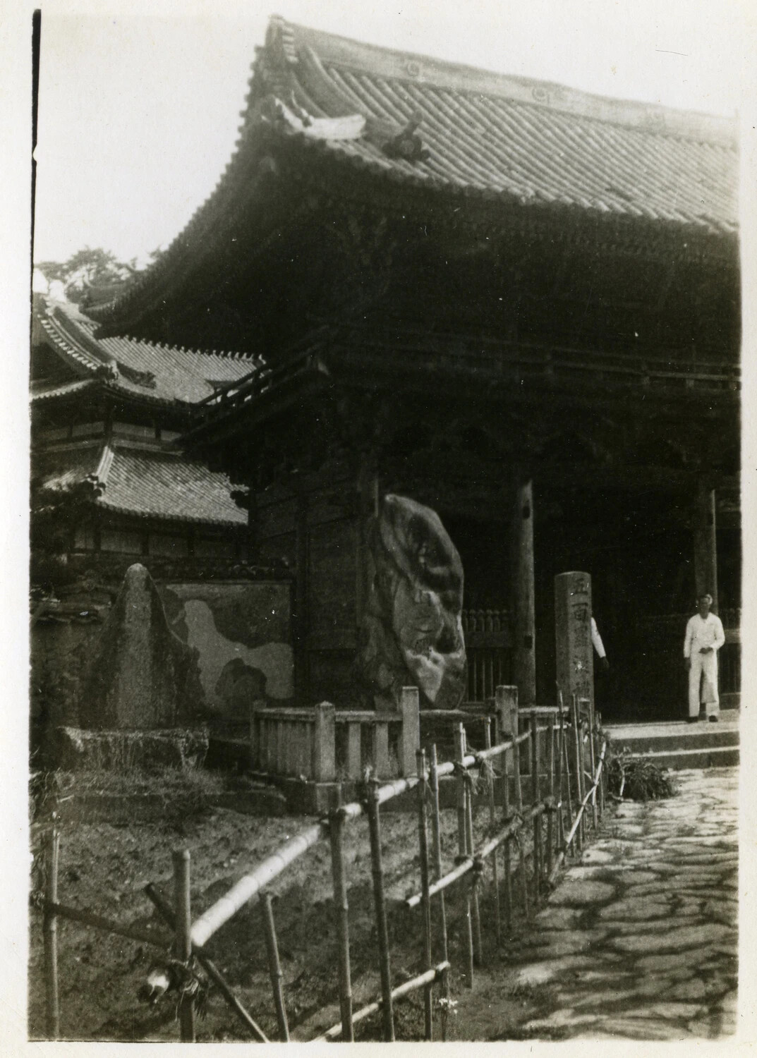 American Sailors Visiting a Japanese Temple Gate, Occupied Japan