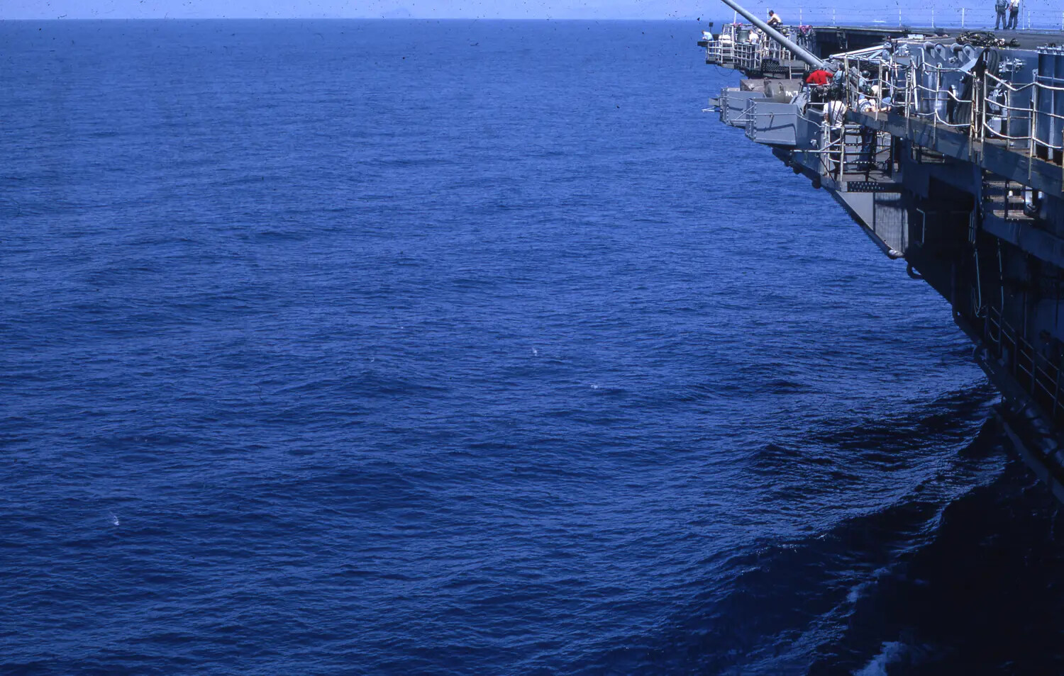 Bow of Aircraft Carrier USS Ticonderoga Underway at Sea