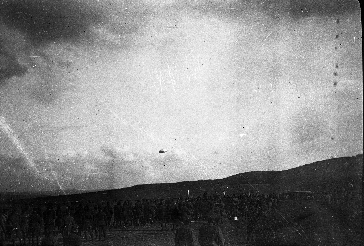 Parachute Practice from a Dirigible, WWI-Era Aeronautical Training