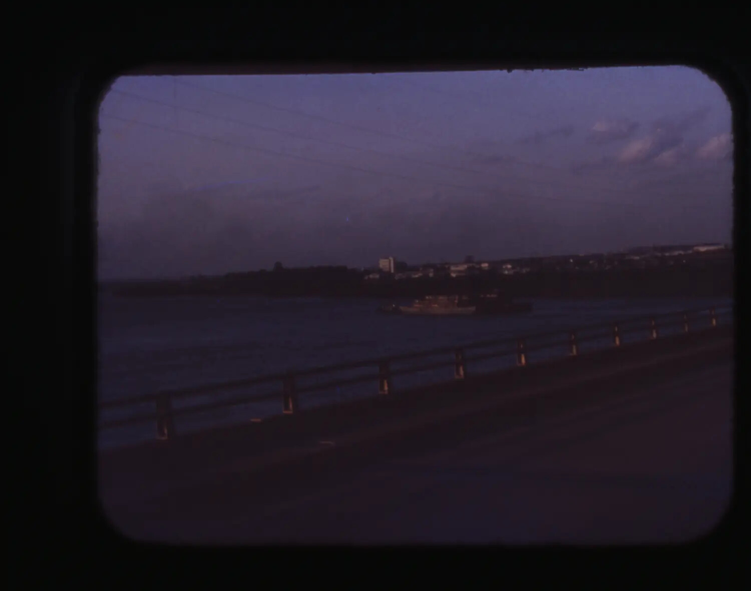 Dusk View of Waterway and Vessel from Bridge, Cam Ranh Bay, Vietnam War Era
