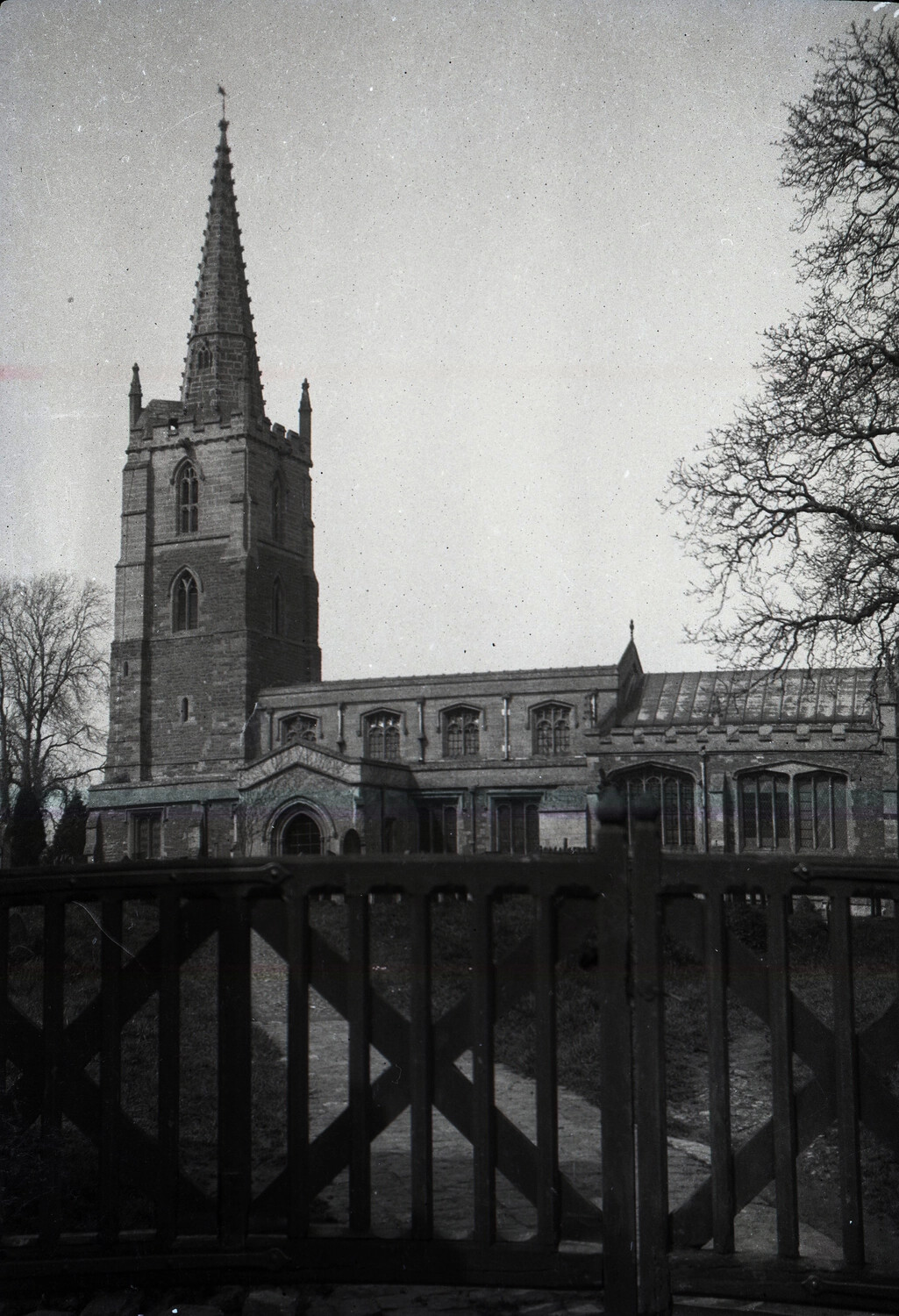 Gothic Parish Church with Spire, WWI-Era Negative, Scott Field-England Collection