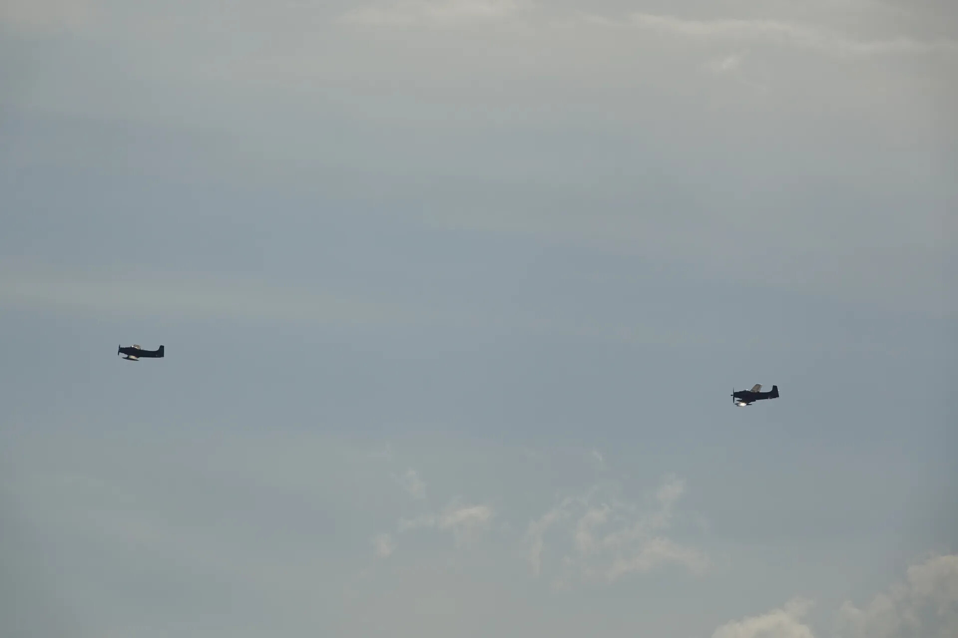 Two Warbird Aircraft in Formation Flight, May 2019 Reunion Flypast