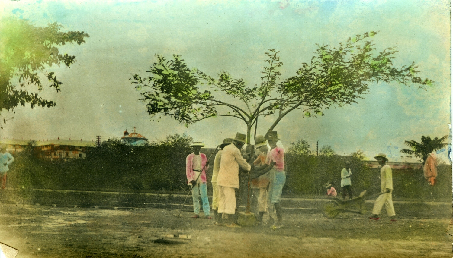 Tree-Planting Detail in a Manila Plaza, Philippines, Early 1900s