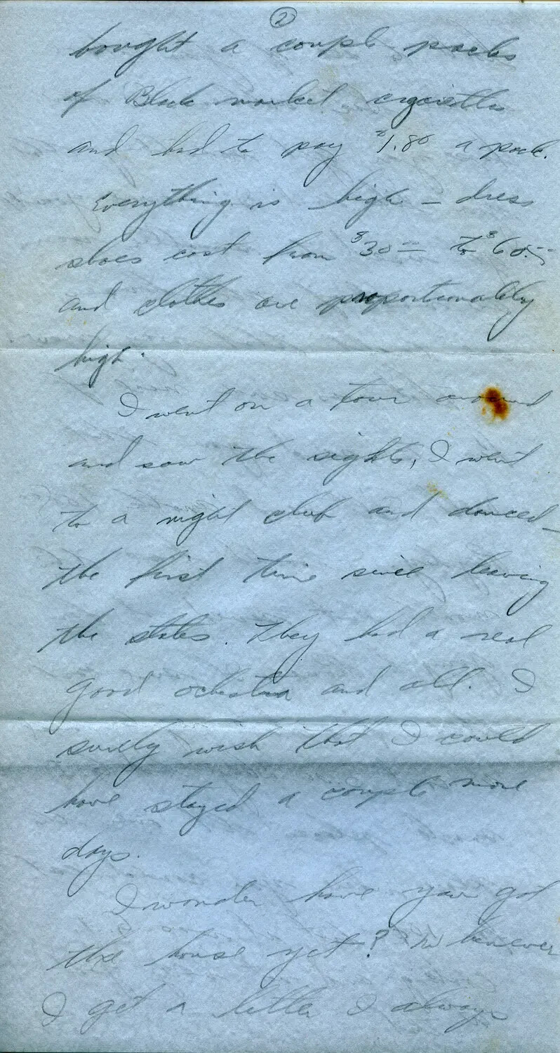 Handwritten Wartime Letter, Page 2 - WWII Serviceman Correspondence (Margaroli Collection), 1944