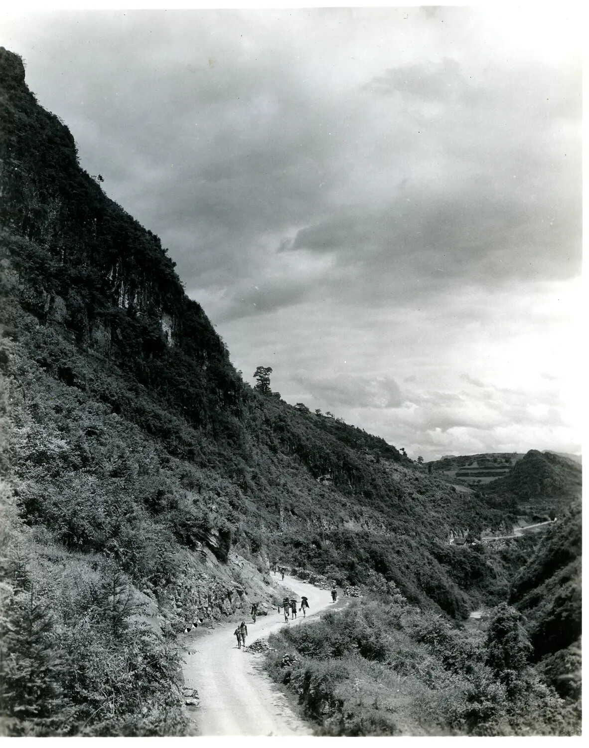 Mountain Road with Porters, China-Burma Theater, WWII