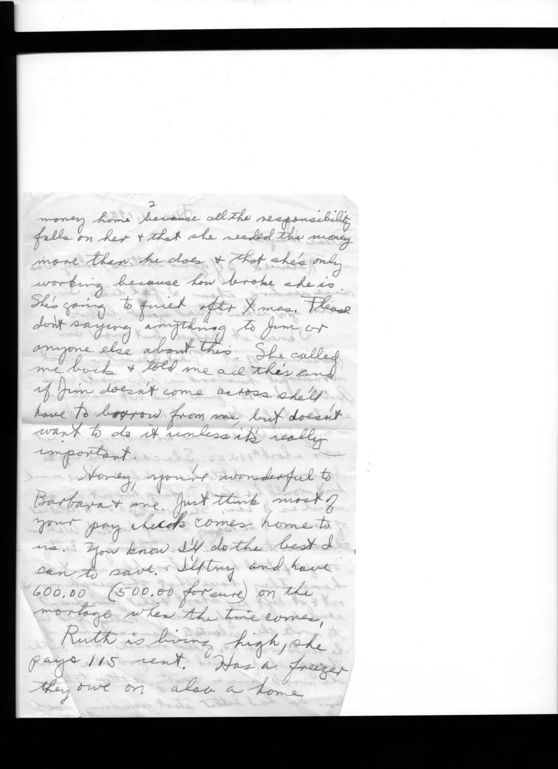 Handwritten Letter, Page 2, Family Financial Matters -- Lt. Bancroft Korean War Correspondence