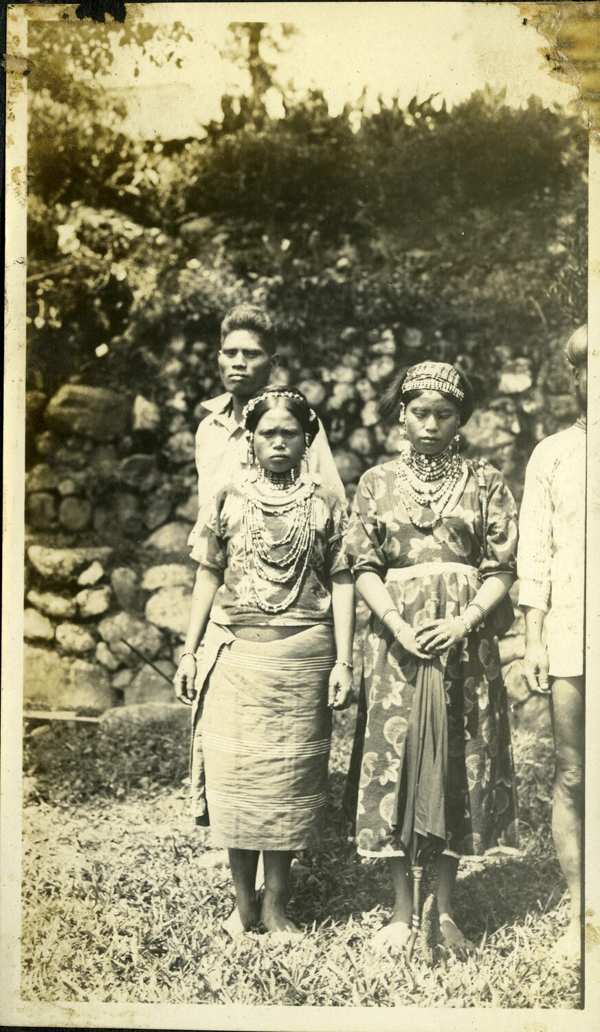 Portrait of Two Young Women in Traditional Highland Dress with Companions, Northern Luzon, Philippines, c. 1920s-1930s