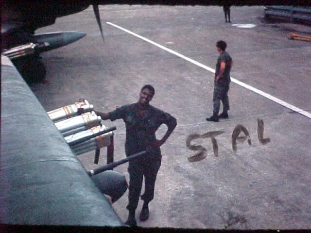 Airman Beside Ordnance Rack, Da Nang Air Base, Vietnam War Era