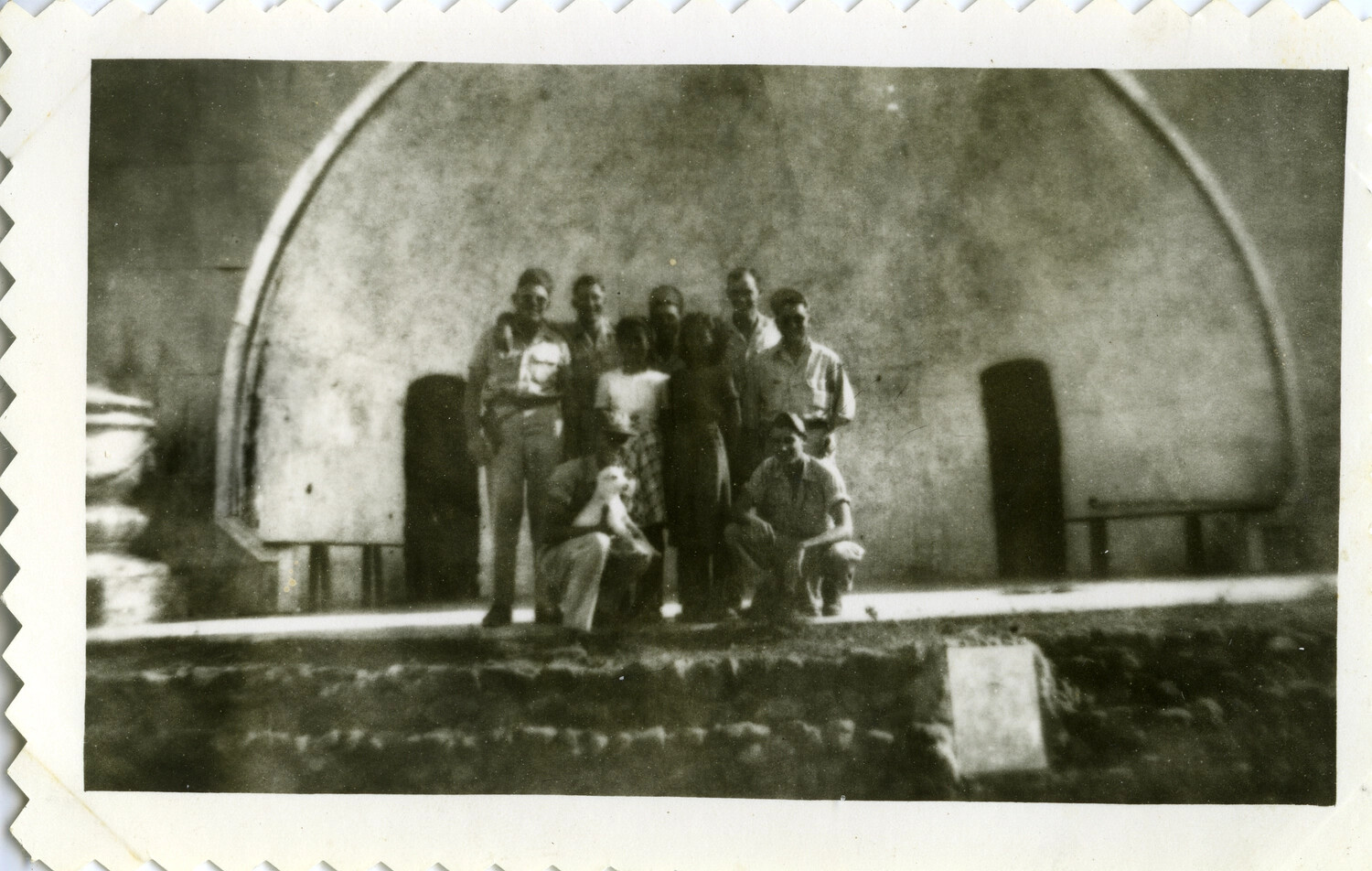 Group Portrait of U.S. Servicemen and Civilian Women Before a Quonset Hut, Okinawa, 1945