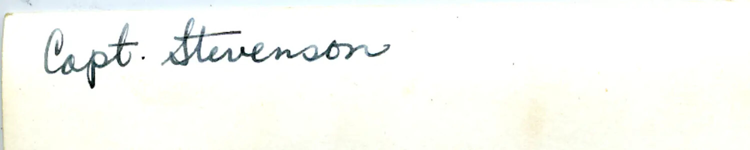 Handwritten Caption Card Identifying "Capt. Stevenson," China-Burma-India Theater Archive, WWII