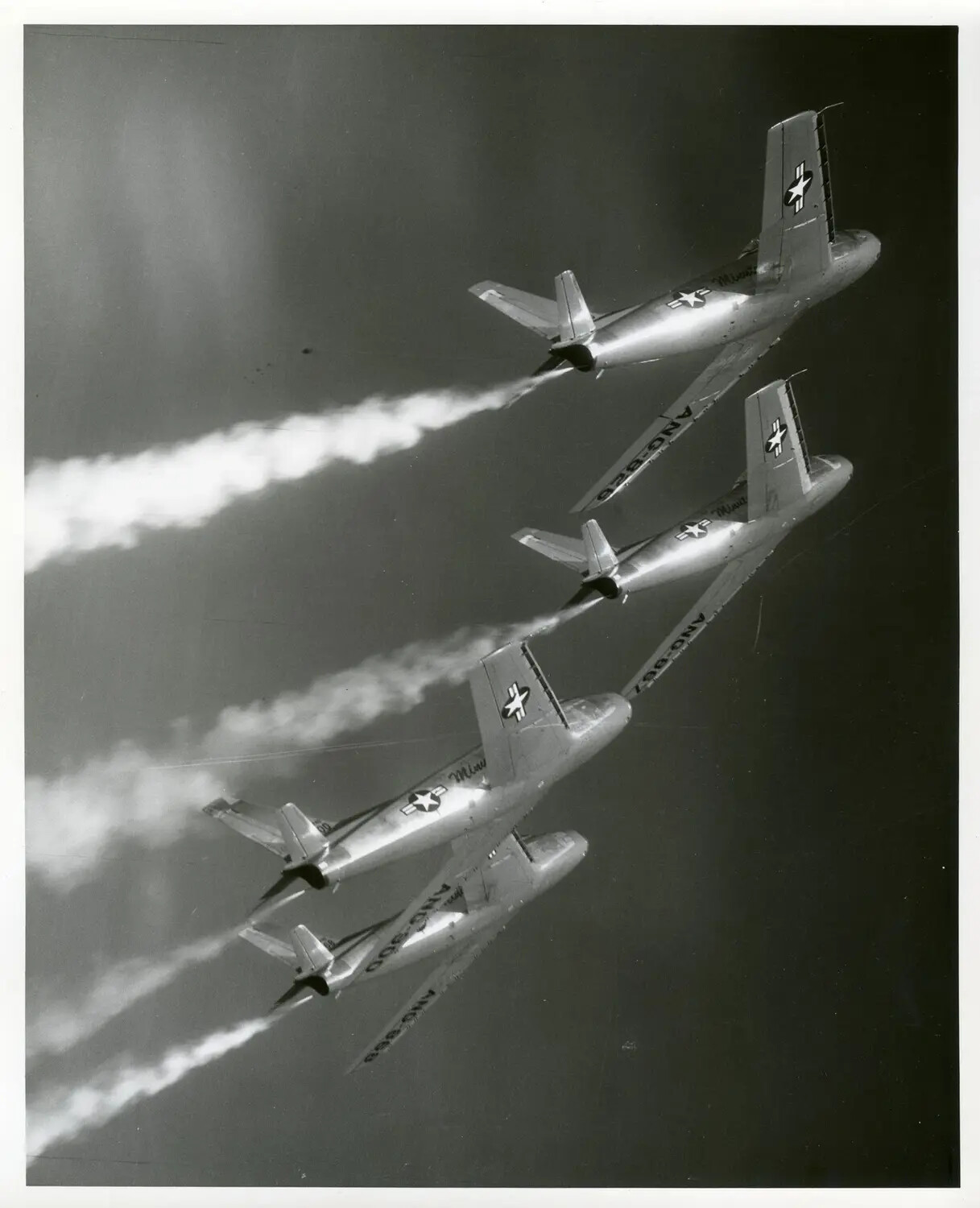 Four North American F-86 Sabres in Echelon Formation, Air National Guard