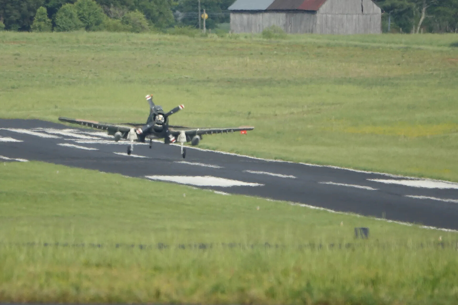 A-1 Skyraider Warbird on Runway, Airfield Fly-In Event, May 2019