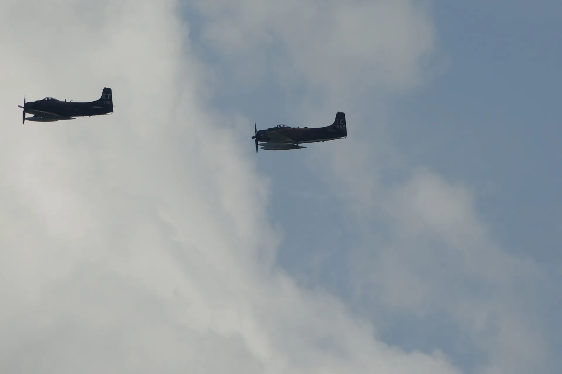 A-1 Skyraiders 'ET' and 'TC 865' in Formation Flight, May 2019 Reunion Event