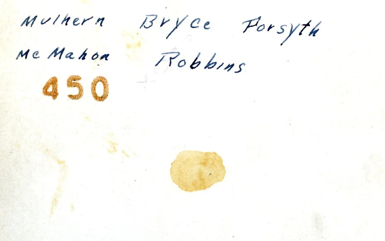 Reverse Side of Photograph with Handwritten Marine Surnames, 5th Marine Division, Iwo Jima Collection