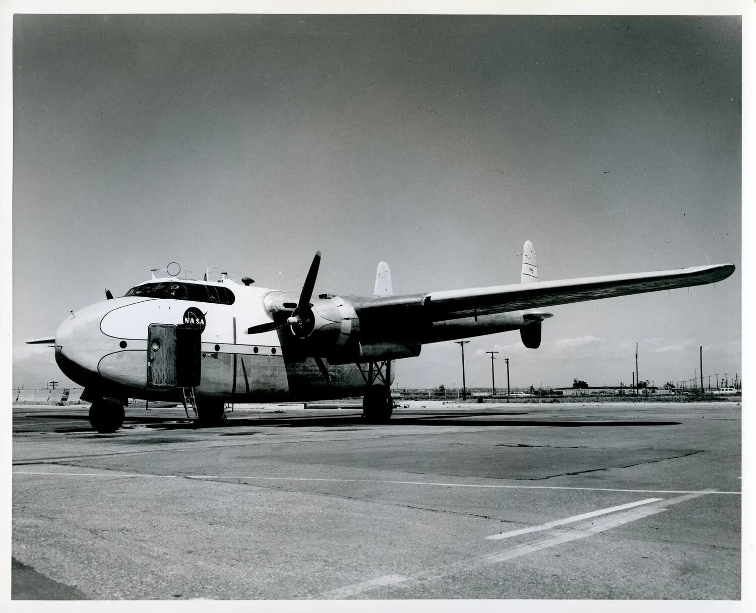 NASA Twin-Engine Research/Support Aircraft on Airfield Ramp
