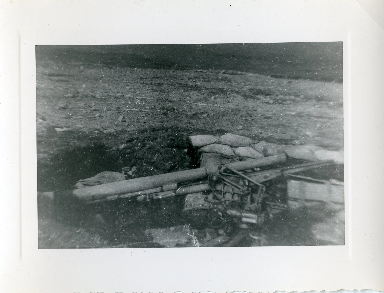 Disabled Artillery Piece in Sandbagged Emplacement, Aleutian Islands, 1943