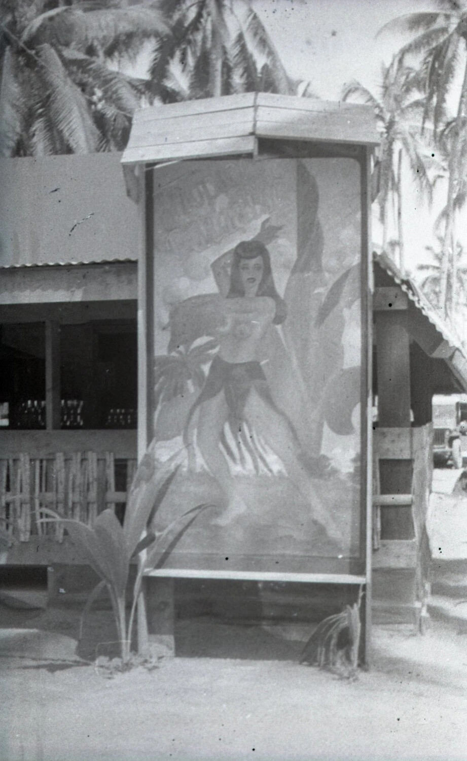 Hand-Painted Movie Marquee Artwork, Camp Recreation Area, Luzon, Philippines, World War II (Detail View)