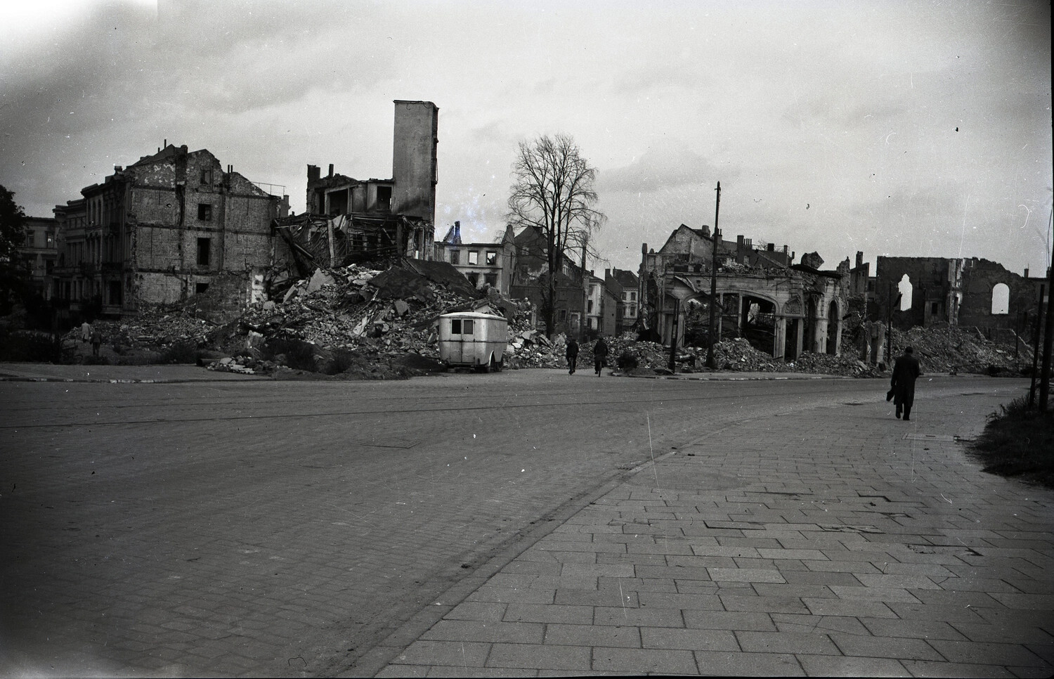 Street of Ruined Buildings in a Bombed German City, Postwar Period