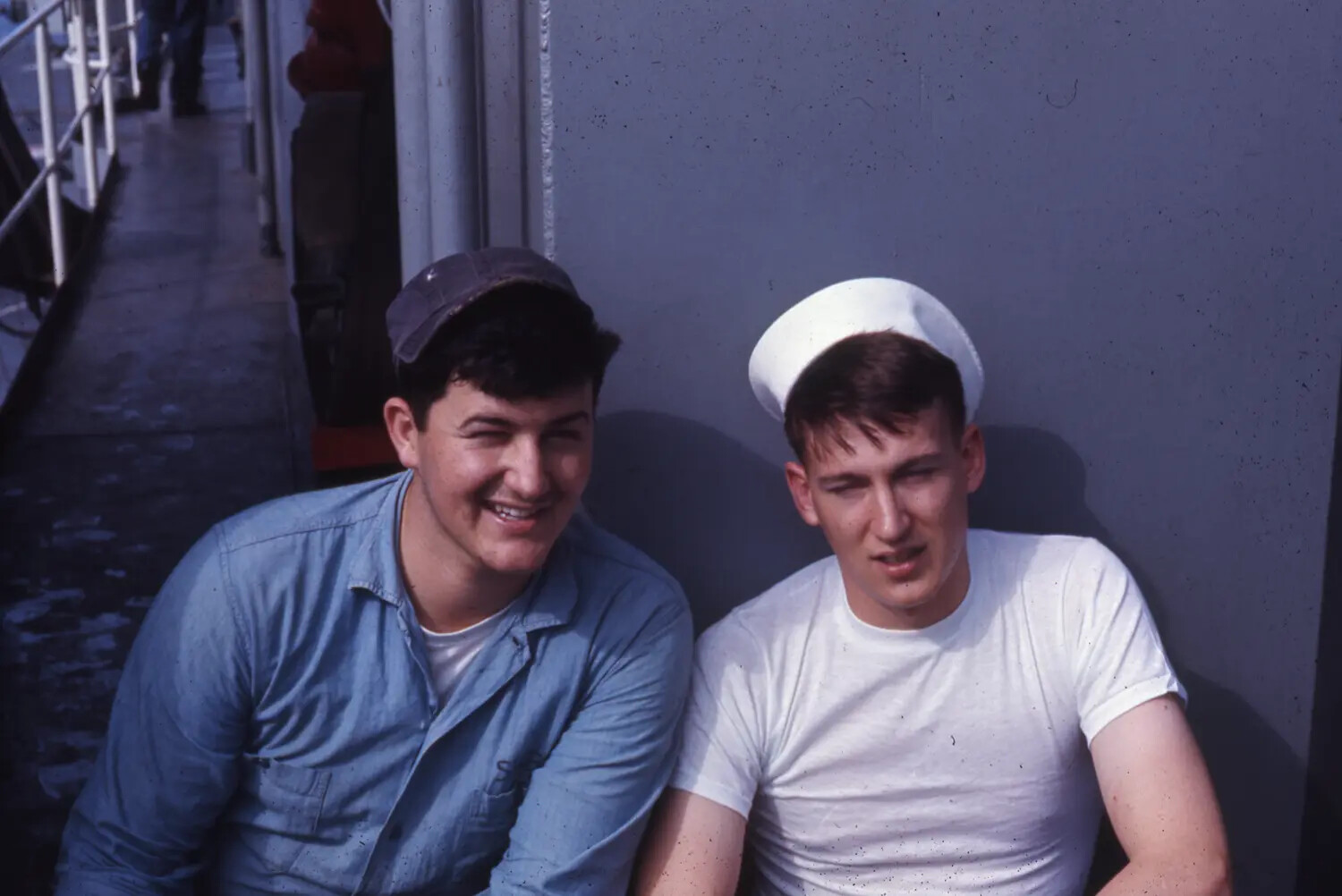 Two Sailors Relaxing on Deck, USS Ticonderoga, Vietnam War Era