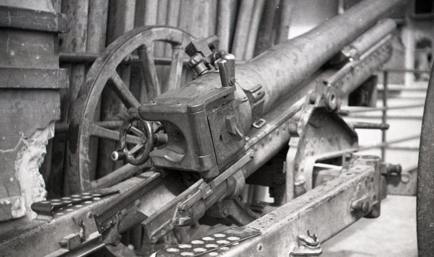Close-Up of Field Artillery Breech Mechanism, Luzon, Philippines, WWII