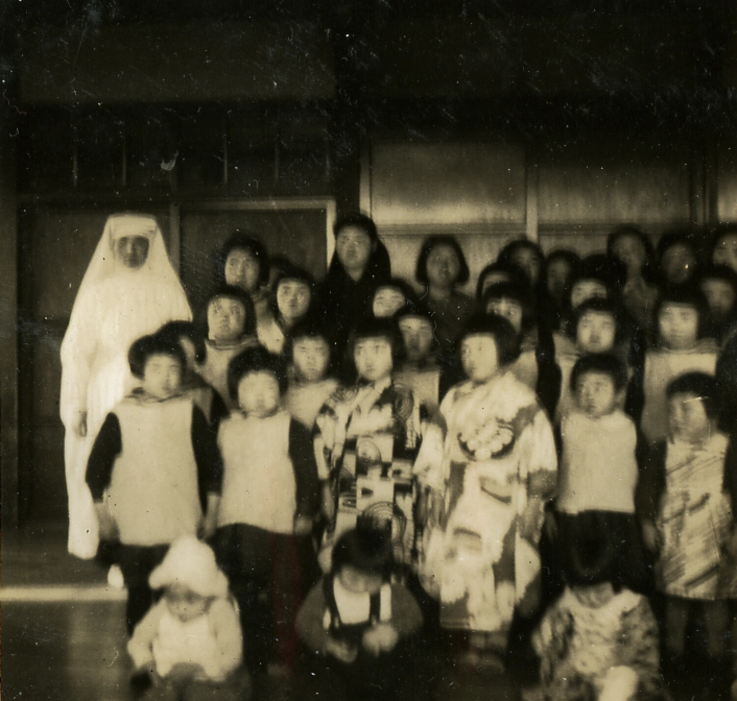 Group Portrait of Japanese Children at a Traditional Gathering, Postwar Japan, c. 1950s
