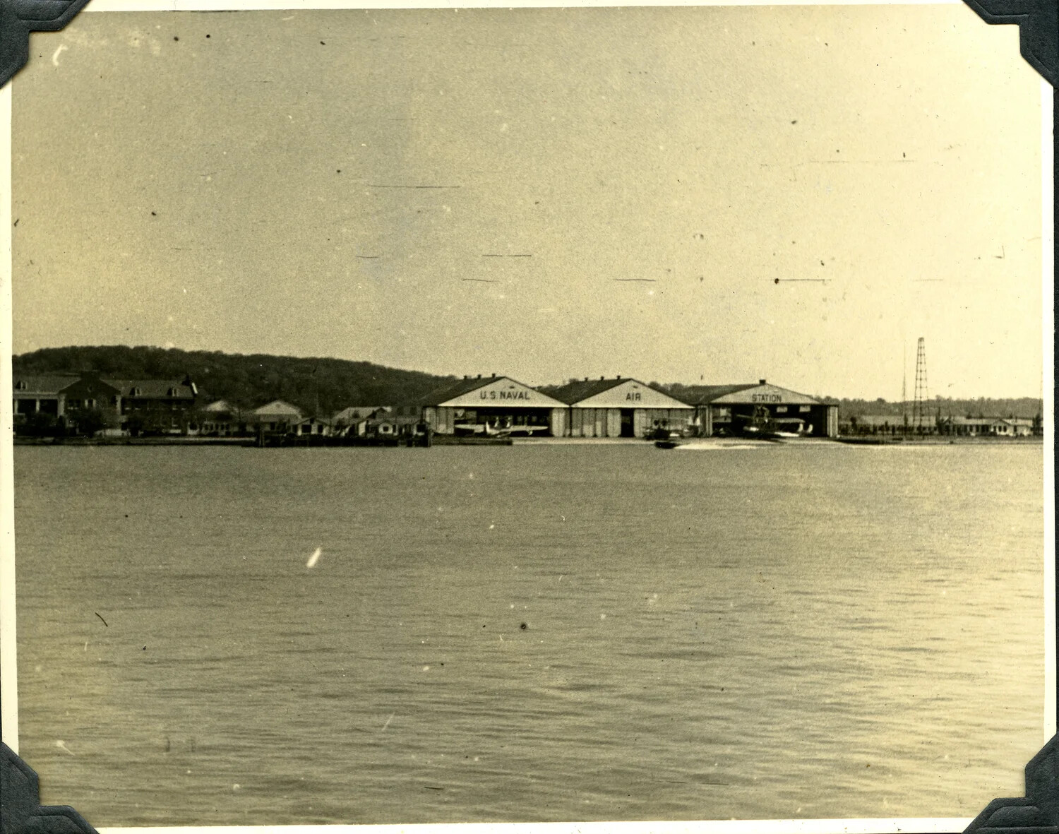 View of a U.S. Naval Air Station from Across the Water, Early 20th Century