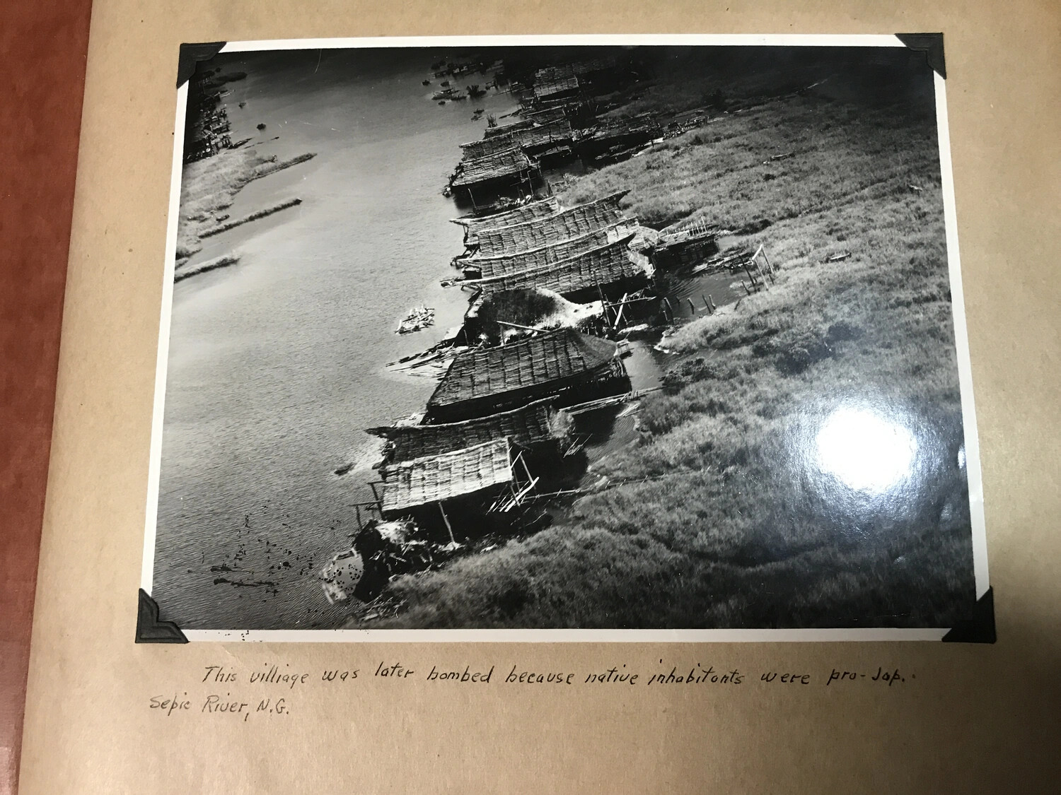 Native Village, Sepik River, New Guinea — Later Bombed for Suspected Pro-Japanese Sympathies