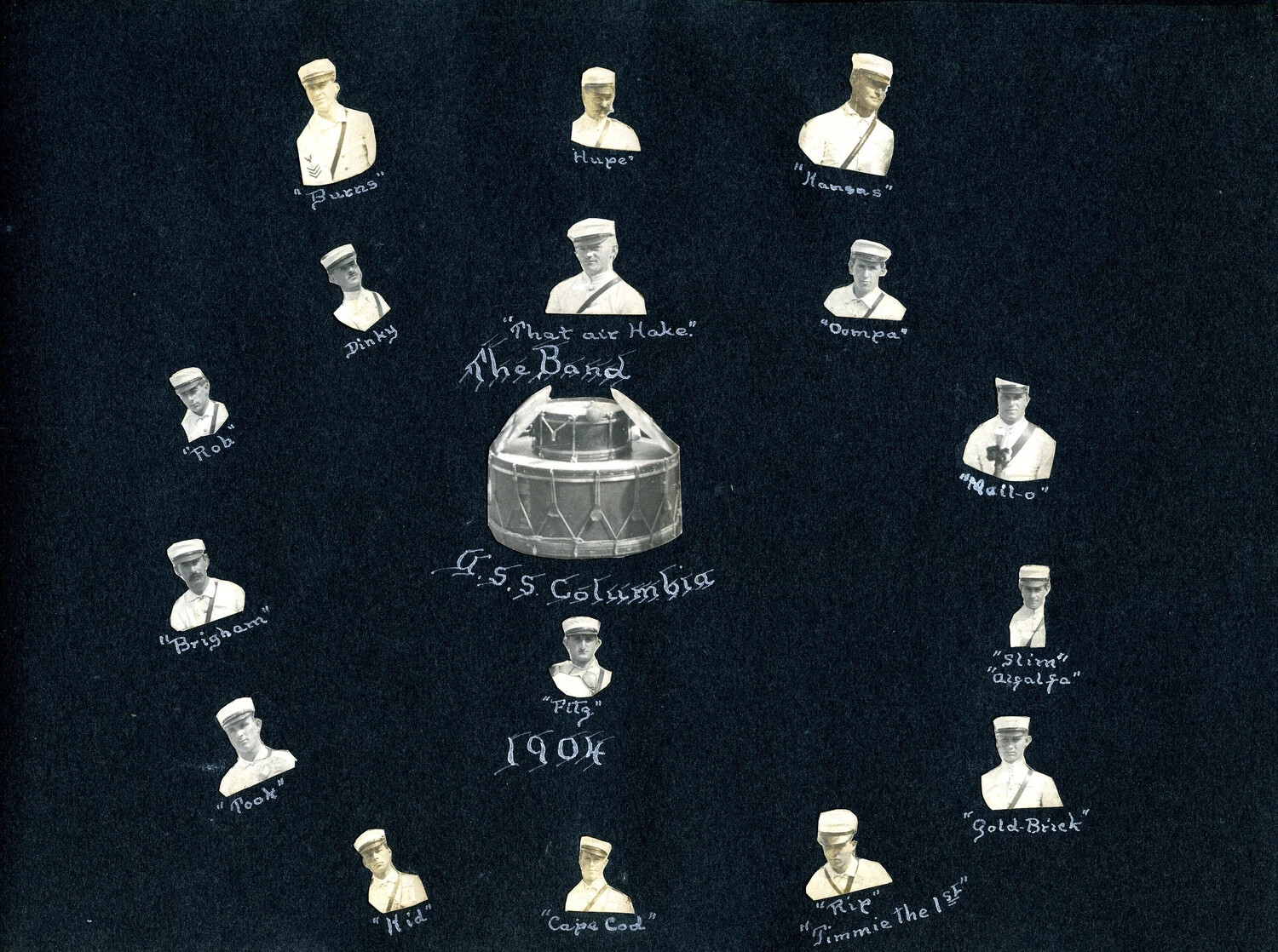 Composite Portrait Collage: 'The Band, U.S.S. Columbia, 1904'