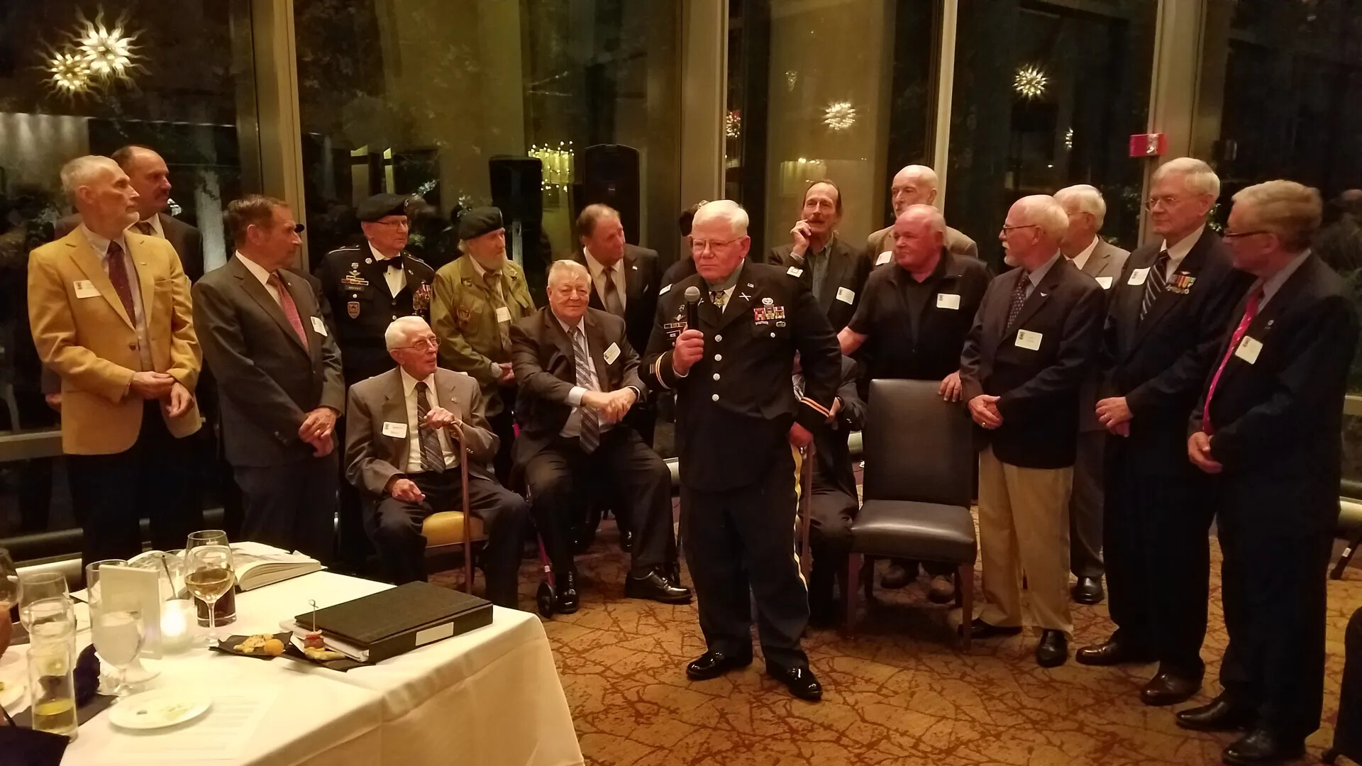 Group of Vietnam-Era Special Forces Veterans at Reception, Believed to Mark the Gary M. Rose Medal of Honor Ceremony, 23 October 2017