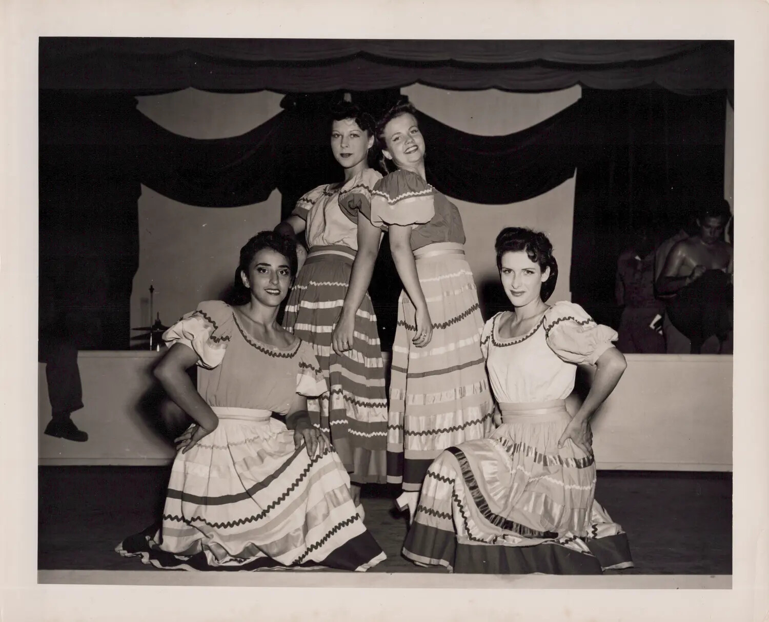 Costumed Dance Troupe on Stage, WWII Era Variety Show