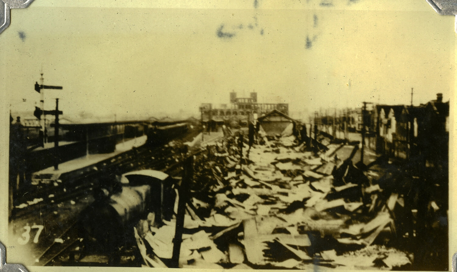 Bomb-Damaged Railway Station and Platform, China, 1930s (Likely Shanghai North Station)