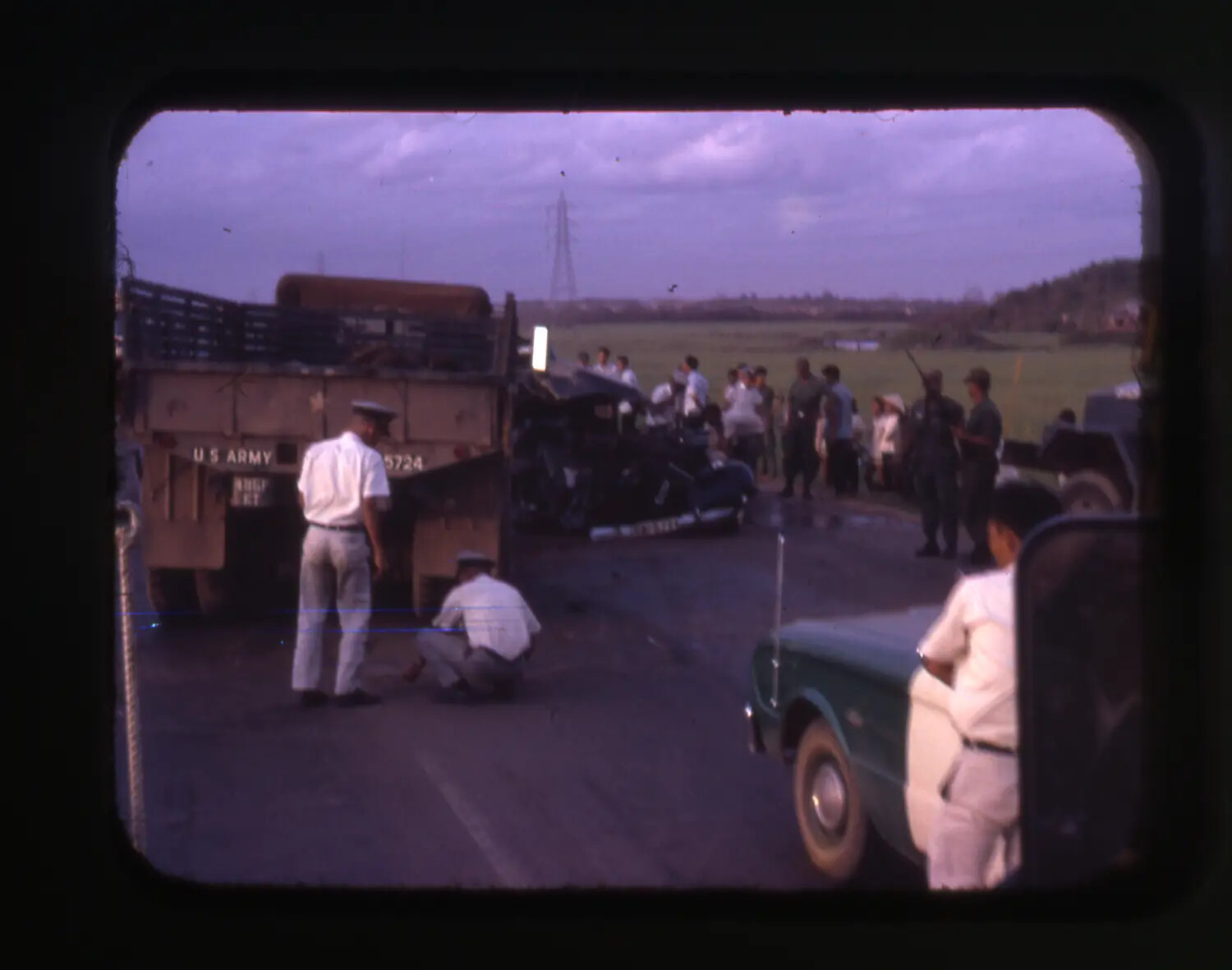 Traffic Accident Scene Involving U.S. Army Truck, Vietnam War Era
