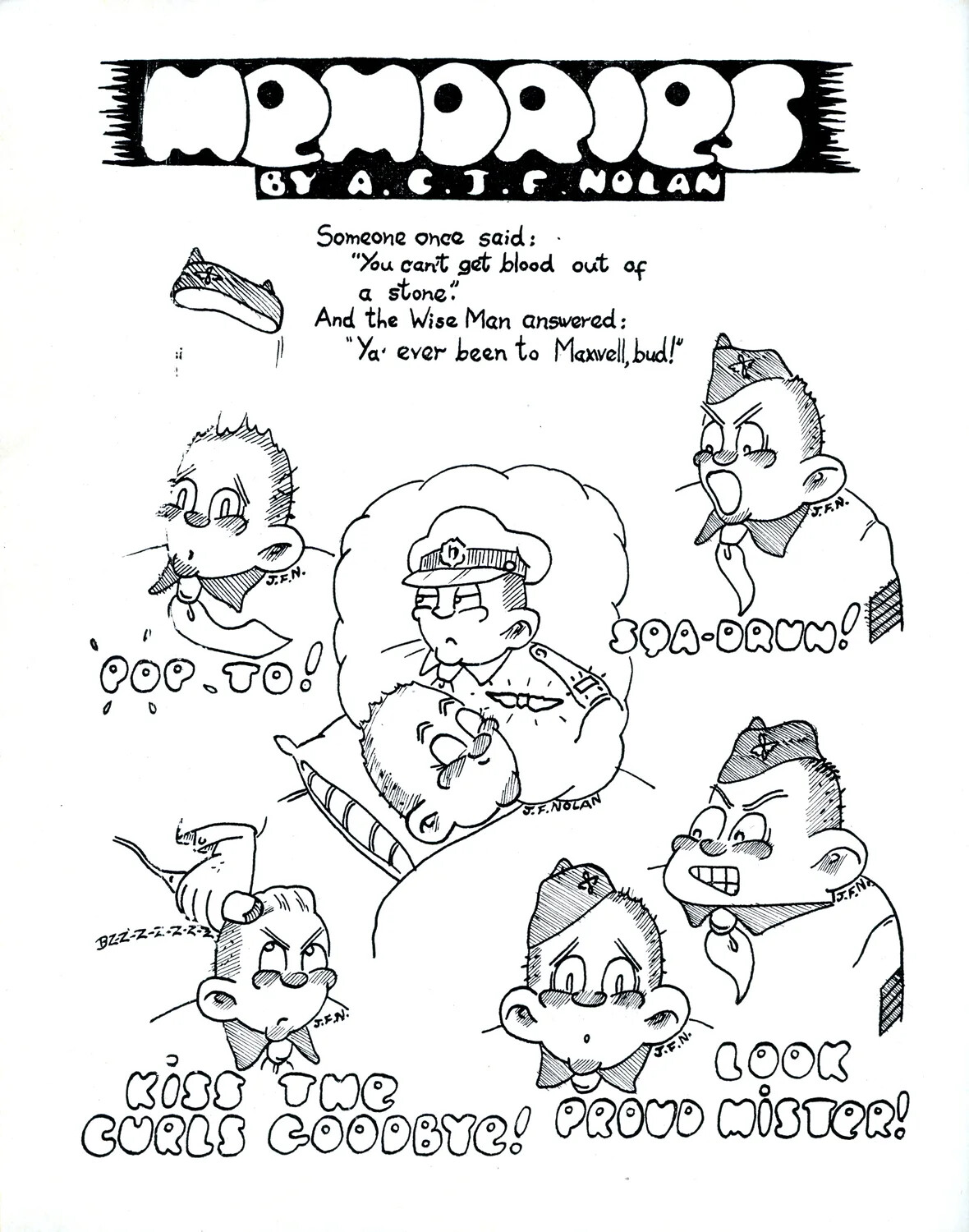 'Memories' Cartoon Page by Aviation Cadet J.F. Nolan, AAF Pre-Flight Training Booklet