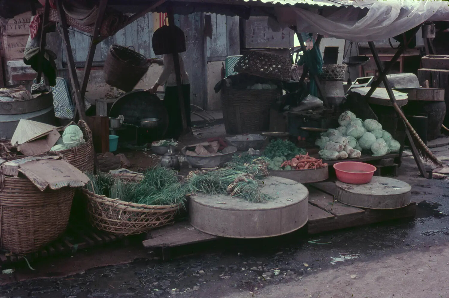 Vietnamese Market Stall with Fresh Produce, 1965