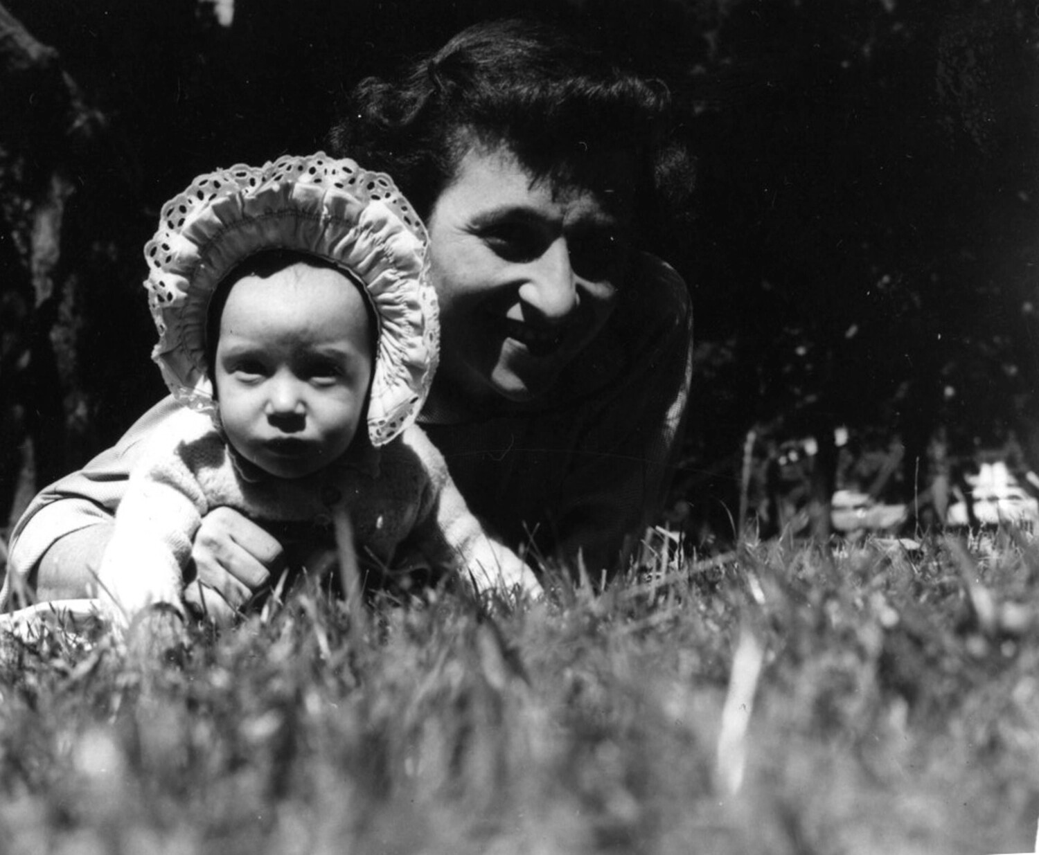 Mother and Infant on Lawn, Family Snapshot (Bancroft Family Collection, Korean War Era)