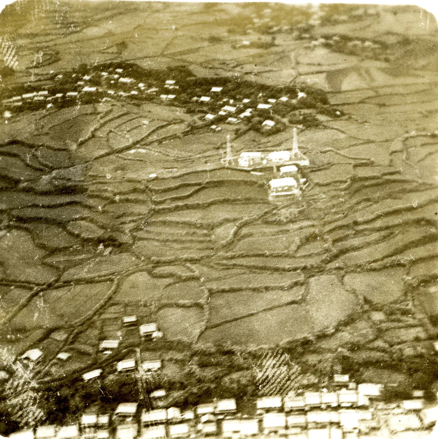 Aerial Reconnaissance View of Japanese Farmland and Village, WWII
