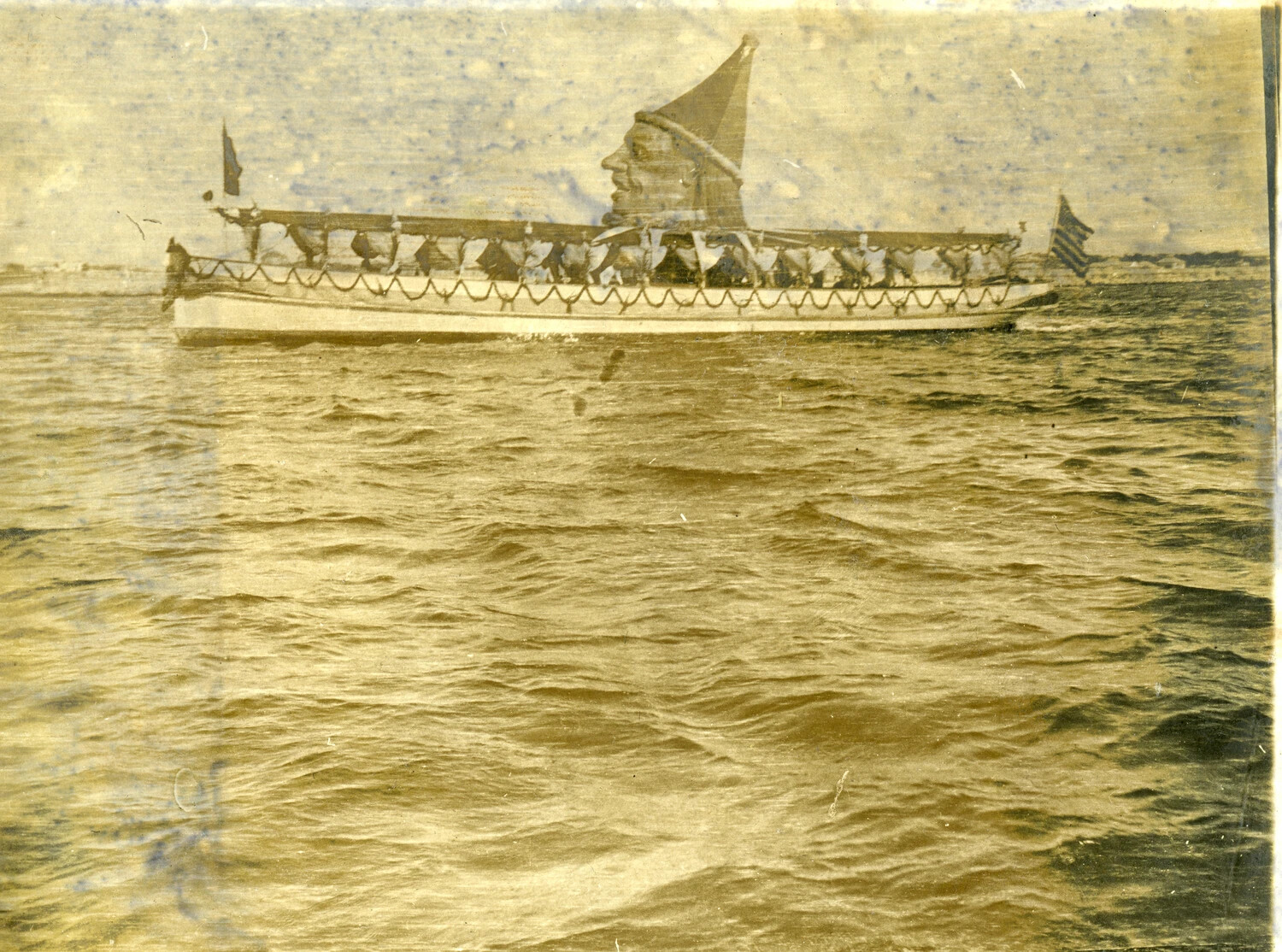 U.S. Navy Ship's Launch with Oarsmen, Philippines, Early 1900s (Carl Stone Album)