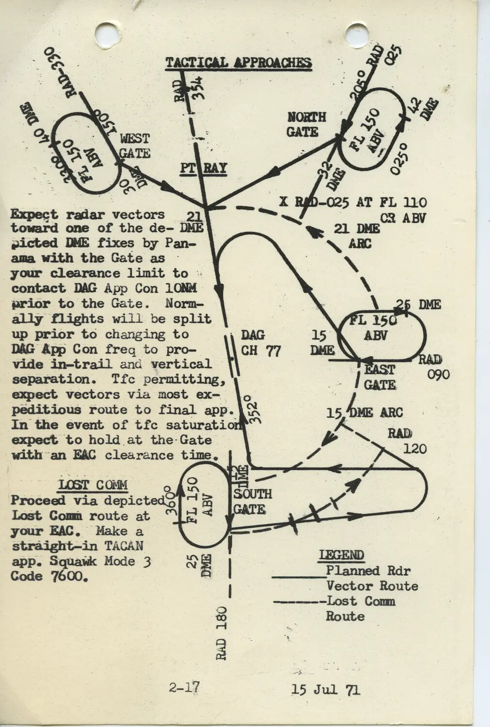 USAF Tactical Approaches Diagram for Da Nang Air Base (DAG), dated 15 Jul 71