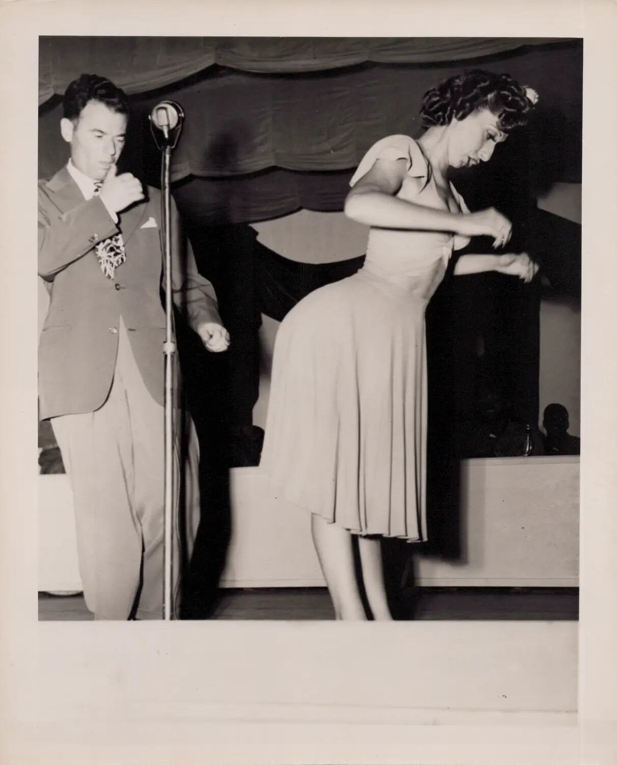 Stage Performance with Master of Ceremonies and Dancer, WWII Era