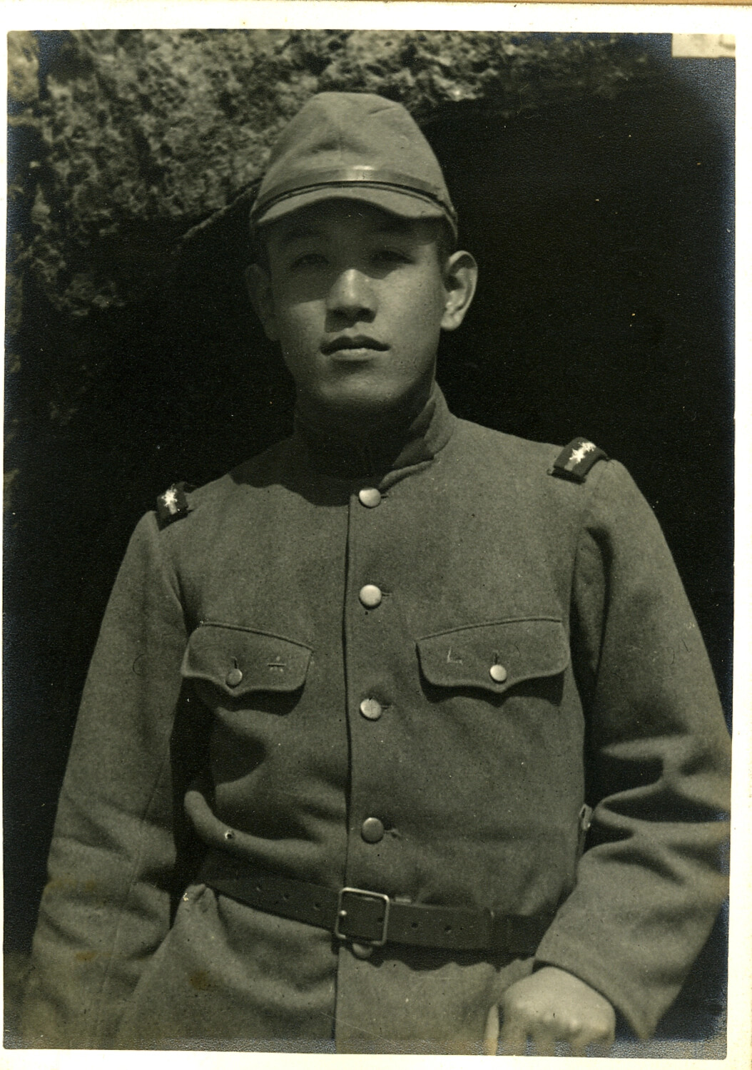Portrait of a Young Imperial Japanese Army Soldier at a Field Position